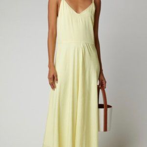 Vince Double Layer Midi Crepe Dress Yellow